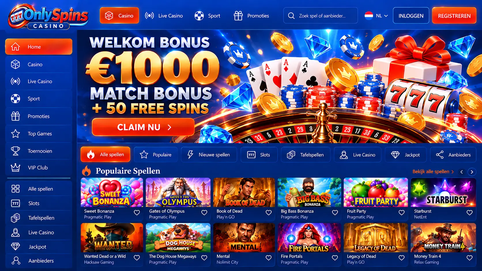 OnlySpins Casino Beoordeling: Slots, Live Games en Banking image 1